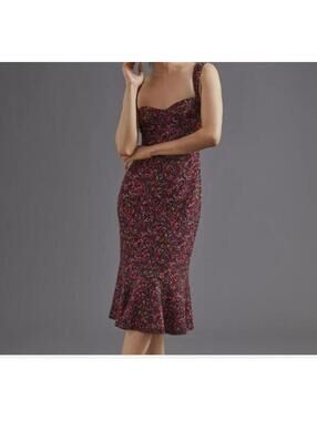 Floral Pattern Sleeveless Midi Dress with Ruffle Hem